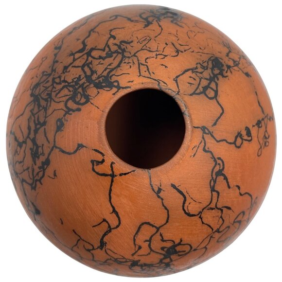 Native American Etched Horse Hair Pottery Vase Signed M Clark Navajo - Picture 2 of 14